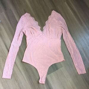 Wild Root pink lace bodysuit size medium